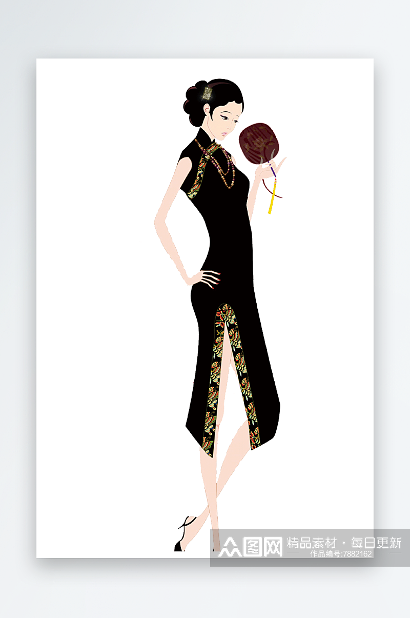 中国风民国复古旗袍女人素材