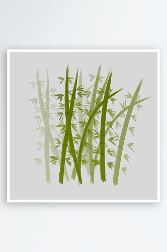 中国风卡通手绘绿色竹子水墨竹叶竹节免扣图