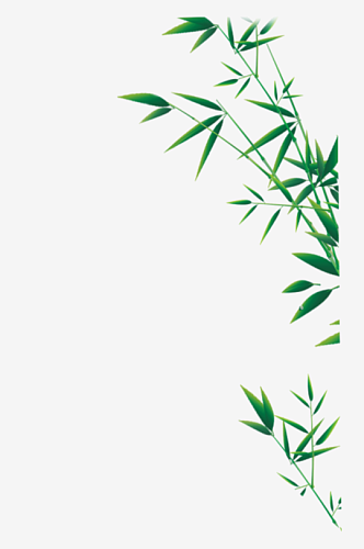 中国风卡通手绘绿色竹子水墨竹叶竹节免扣图