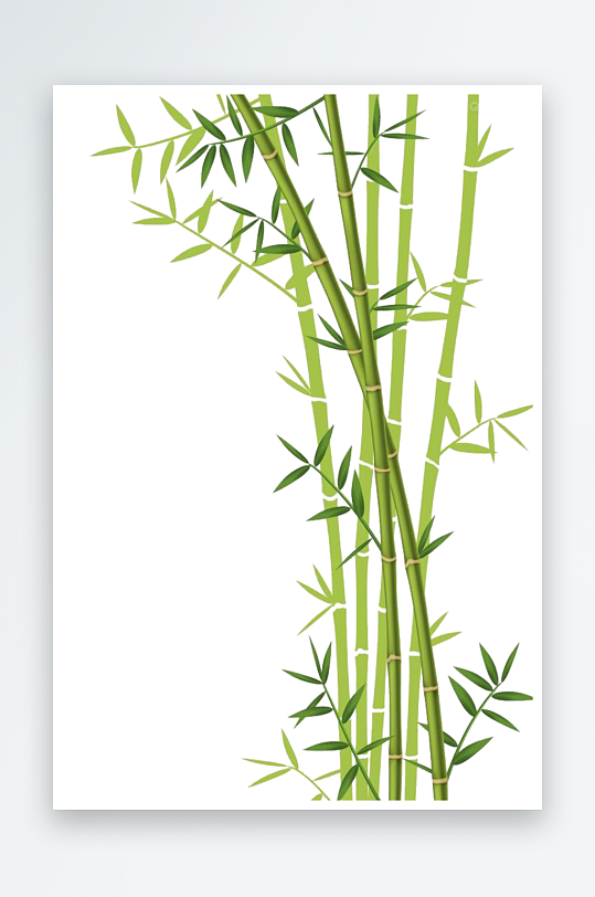 卡通手绘绿色竹子水墨竹叶竹节免扣图