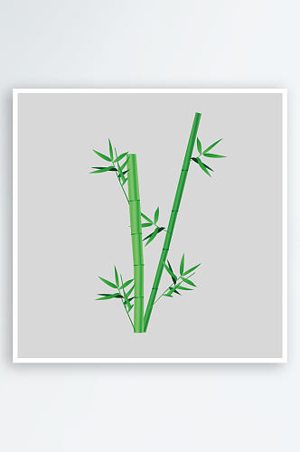 手绘绿色竹子水墨竹叶竹节免扣图