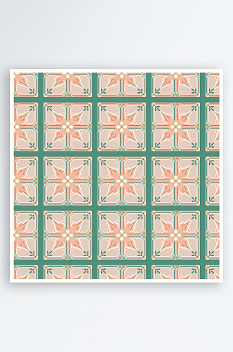 复古花纹古典欧式底纹对称瓷砖矢量背景