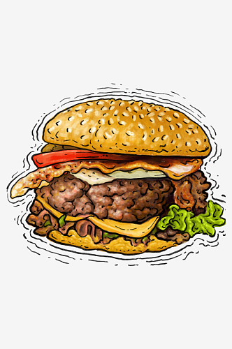 卡通手绘西式快餐菜单插图插画png图片