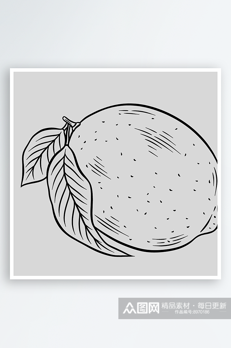 酒吧鸡尾酒洋酒手绘水果黑白线稿插画素材