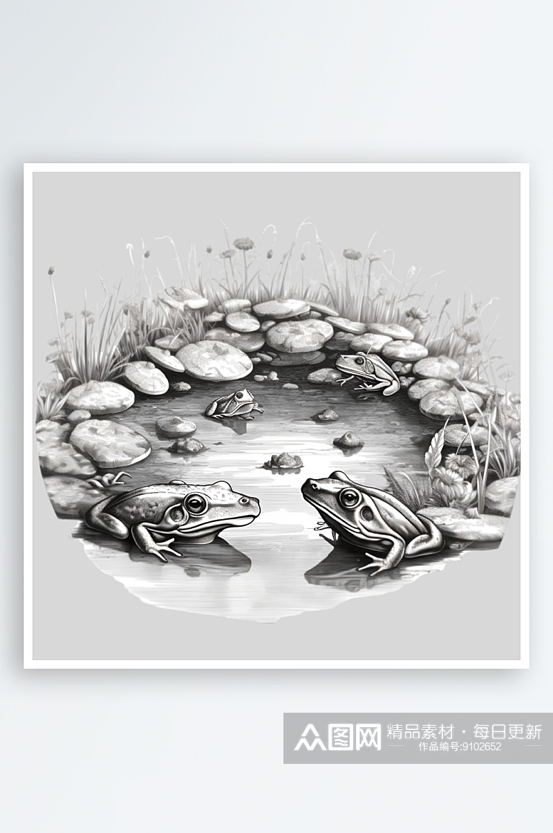 荷塘边的蟾蜍青蛙宠物爬行动物素材