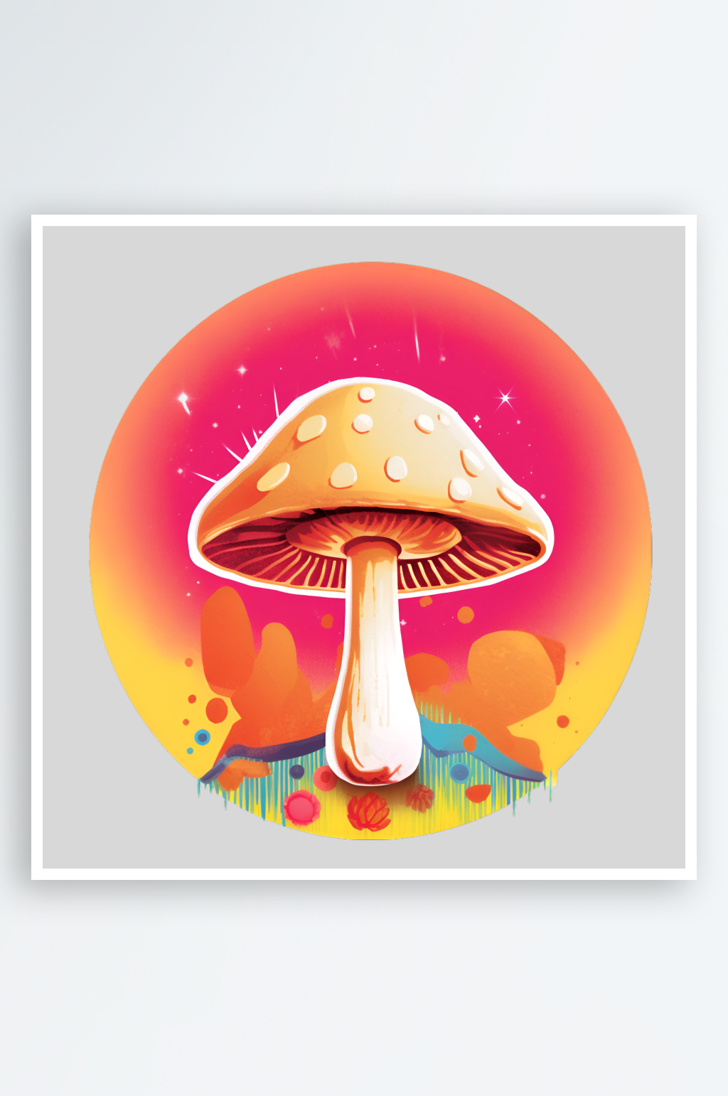 水彩彩色卡通可爱的红蘑菇房子毒药PNG素材