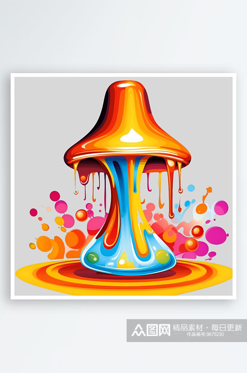 水彩彩色卡通可爱的红蘑菇房子毒药PNG素材