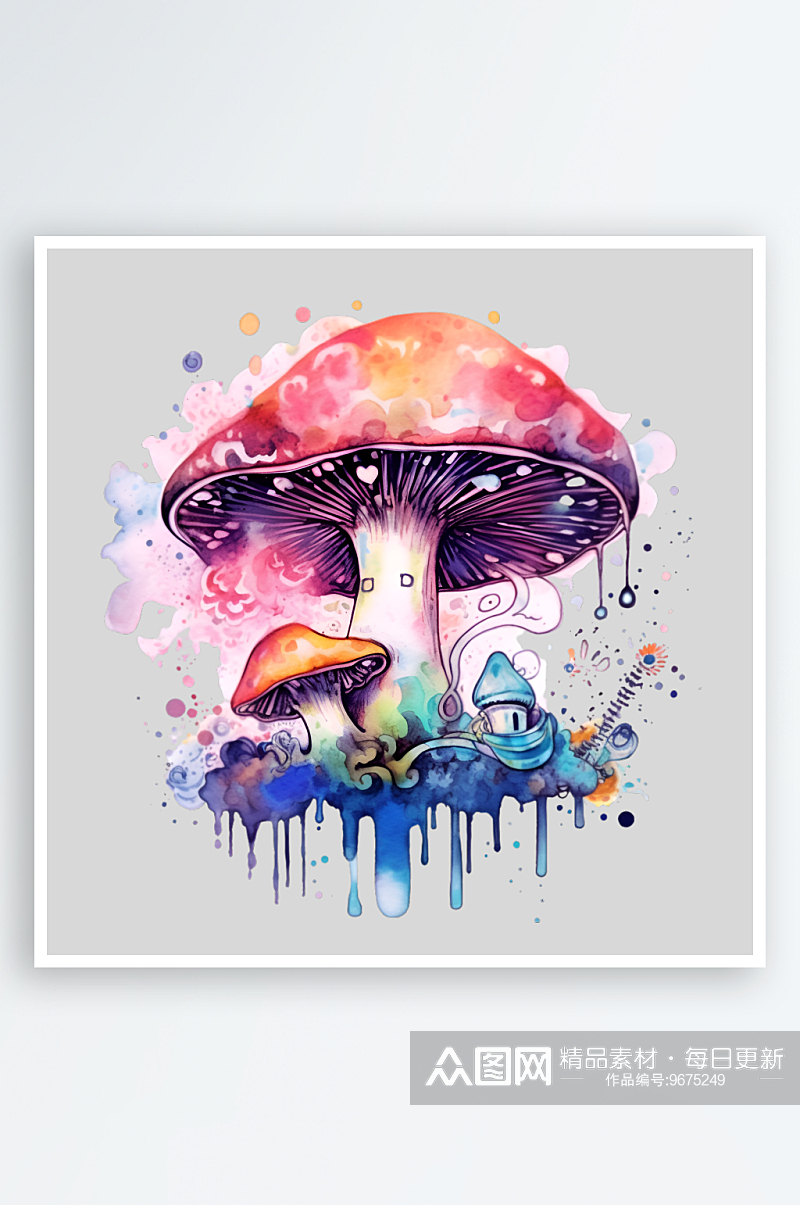 彩色卡通可爱的红蘑菇房子毒药PNG素材