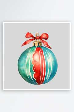 手绘水彩圣诞树彩灯礼物糖果棒装饰元素