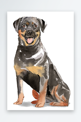 卡通水彩可爱狗狗宠物动物元素PNG素材