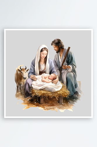 圣诞节耶稣宝宝相爱一家人PNG免扣