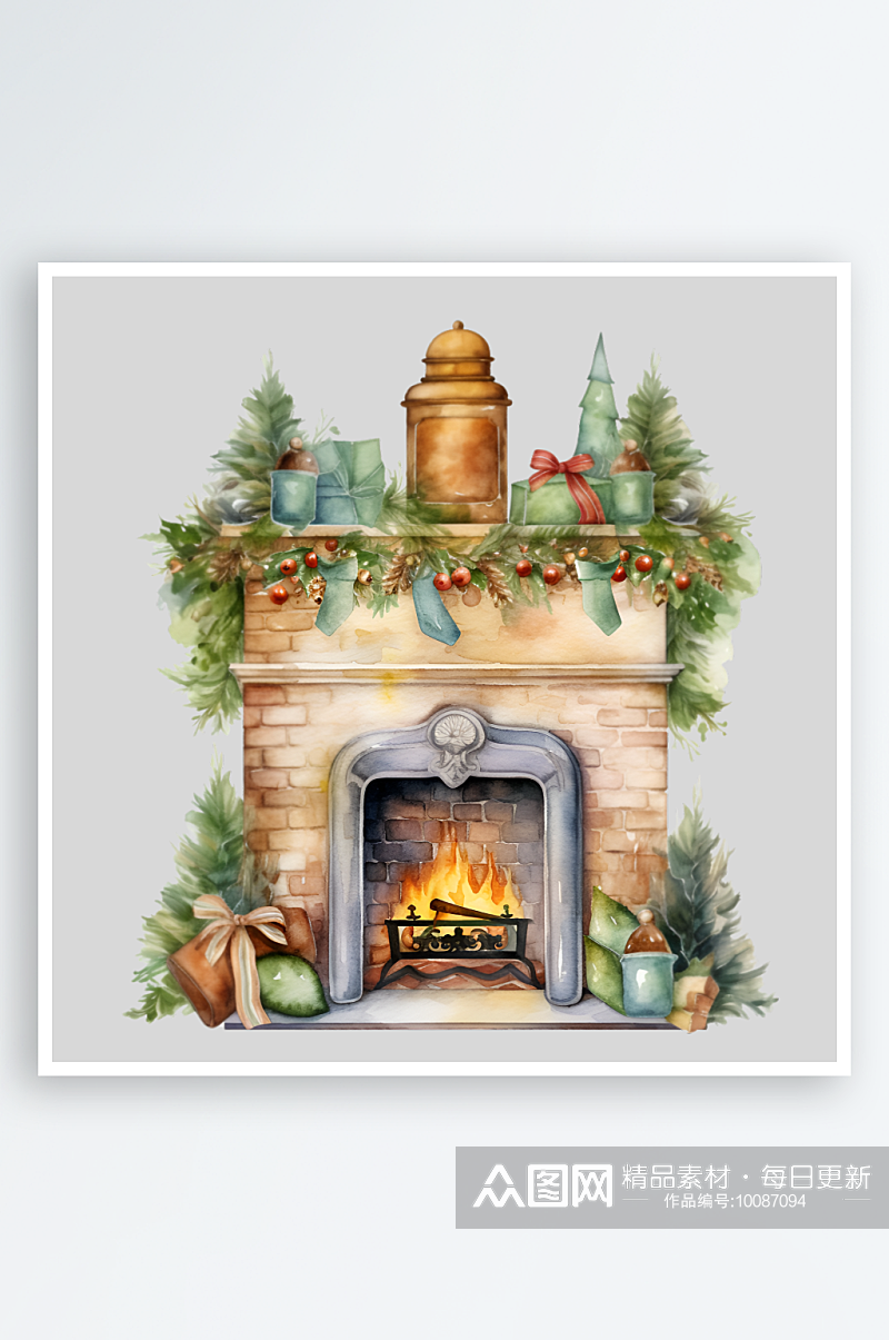 圣诞节壁炉装饰PNG免扣素材素材