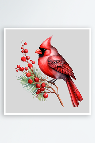 圣诞节红色小鸟png
