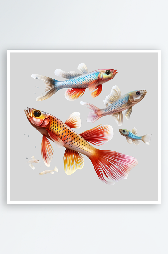 彩色小鱼热带鱼斗鱼观赏鱼PNG免扣素材