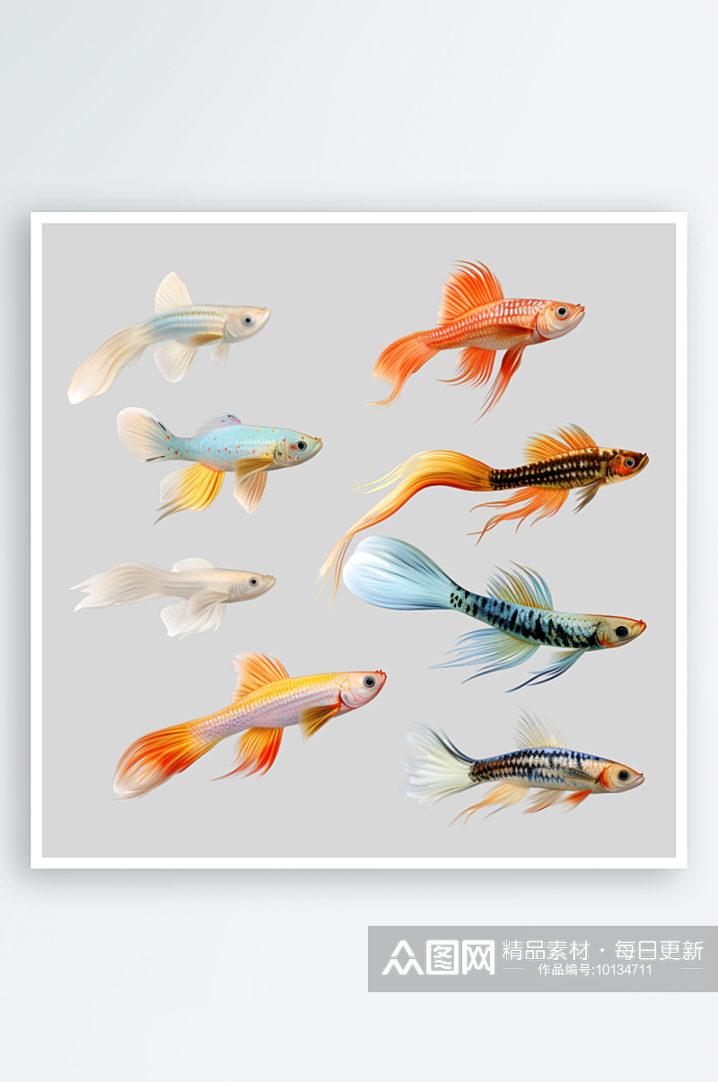 彩色小鱼热带鱼斗鱼观赏鱼PNG免扣素材素材