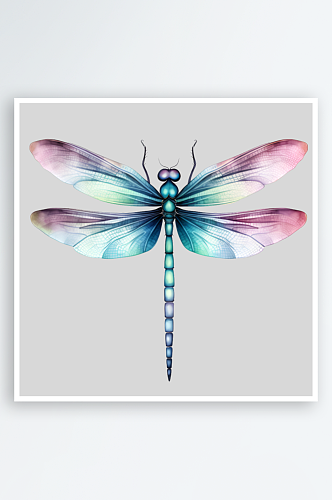 水彩彩色机械蜻蜓PNG免扣素材