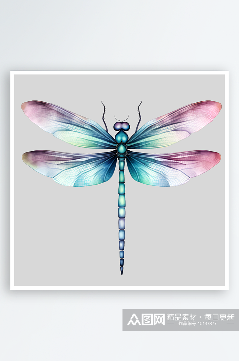 水彩彩色机械蜻蜓PNG免扣素材素材