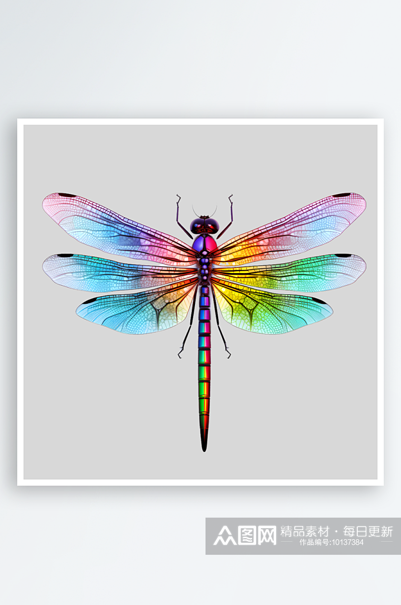 水彩彩色机械蜻蜓PNG免扣素材素材