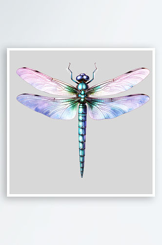 水彩彩色机械蜻蜓PNG免扣素材