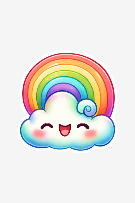 卡通可爱彩虹贴纸素材