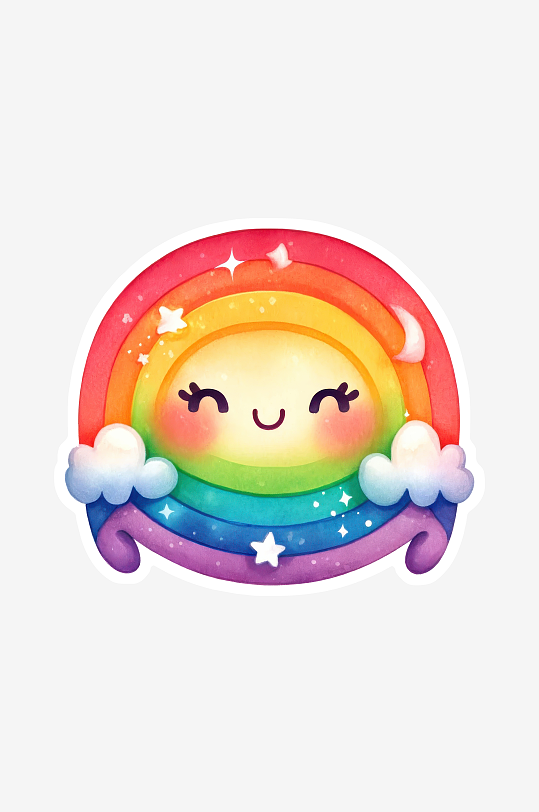 卡通可爱彩虹贴纸素材