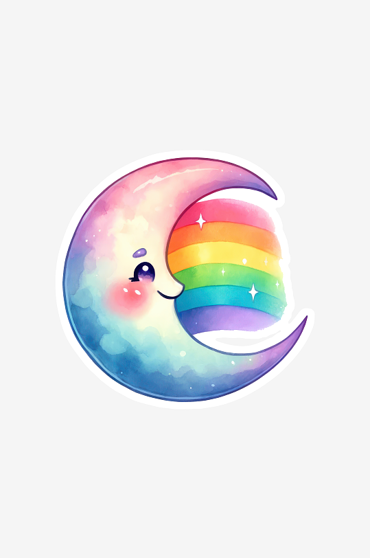 卡通可爱彩虹贴纸素材