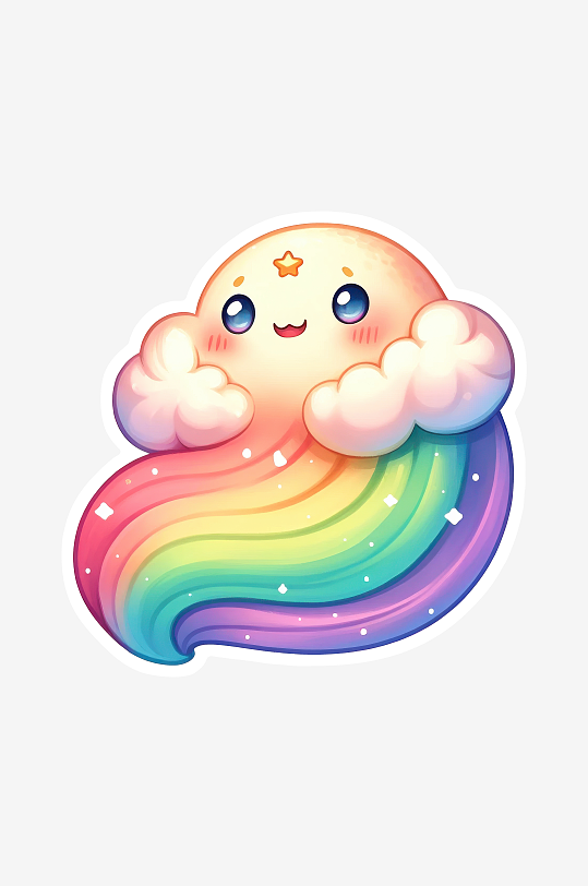 卡通可爱彩虹贴纸素材