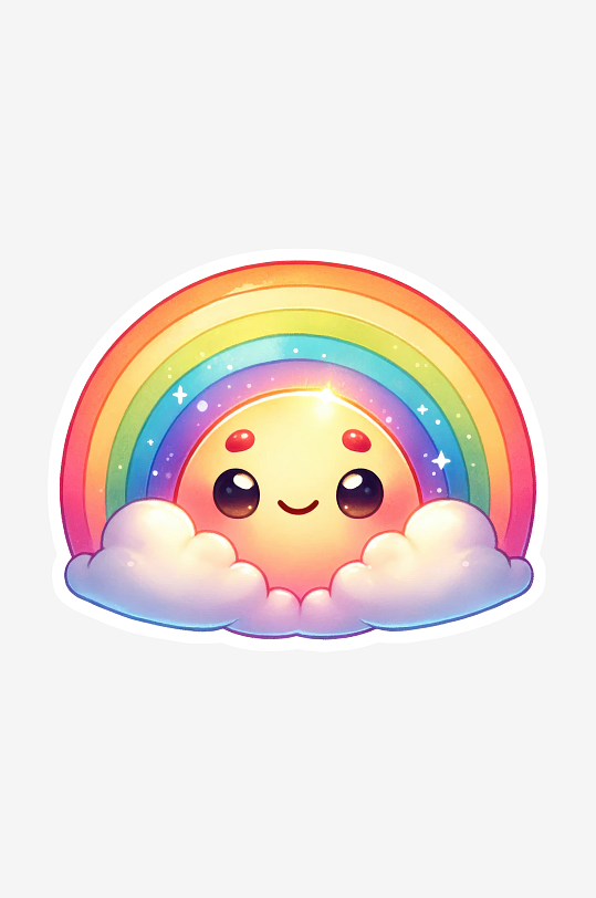 卡通可爱彩虹贴纸素材