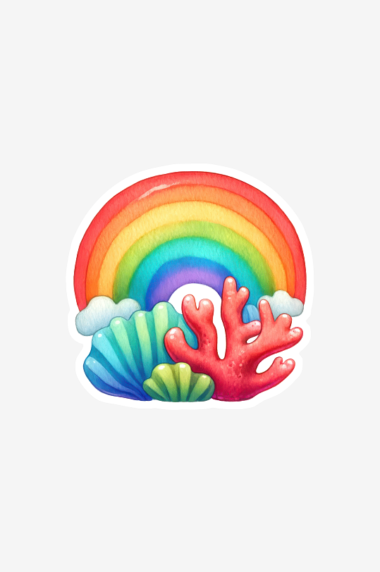 卡通可爱彩虹贴纸素材
