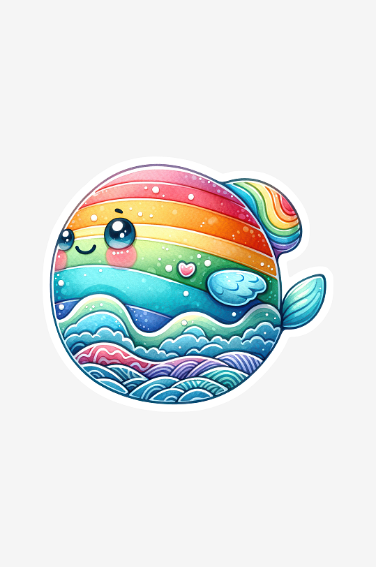 卡通可爱彩虹贴纸素材