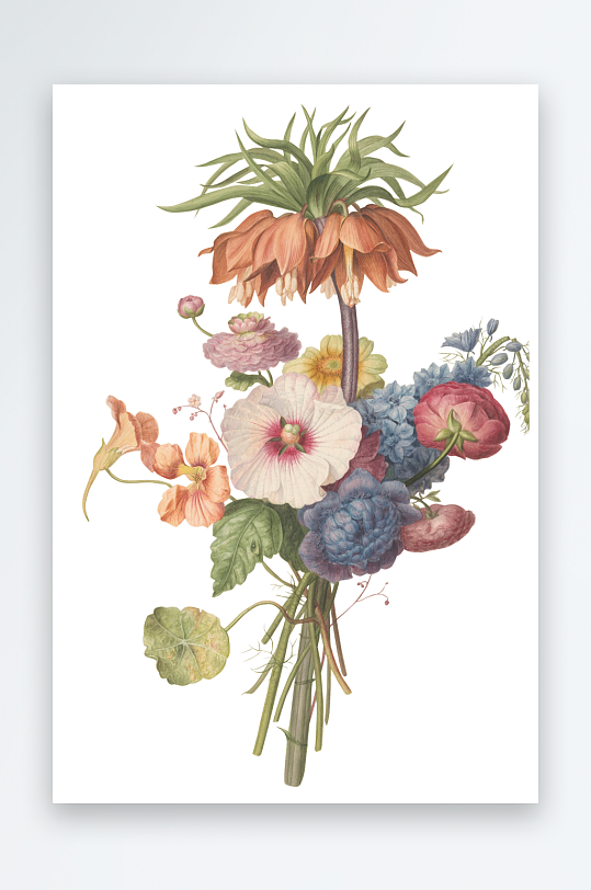 复古绿植物花卉插画PNG免扣素材
