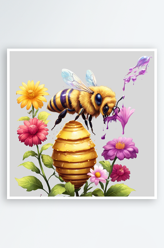 卡通蜜蜂蜂巢PNG免扣素材