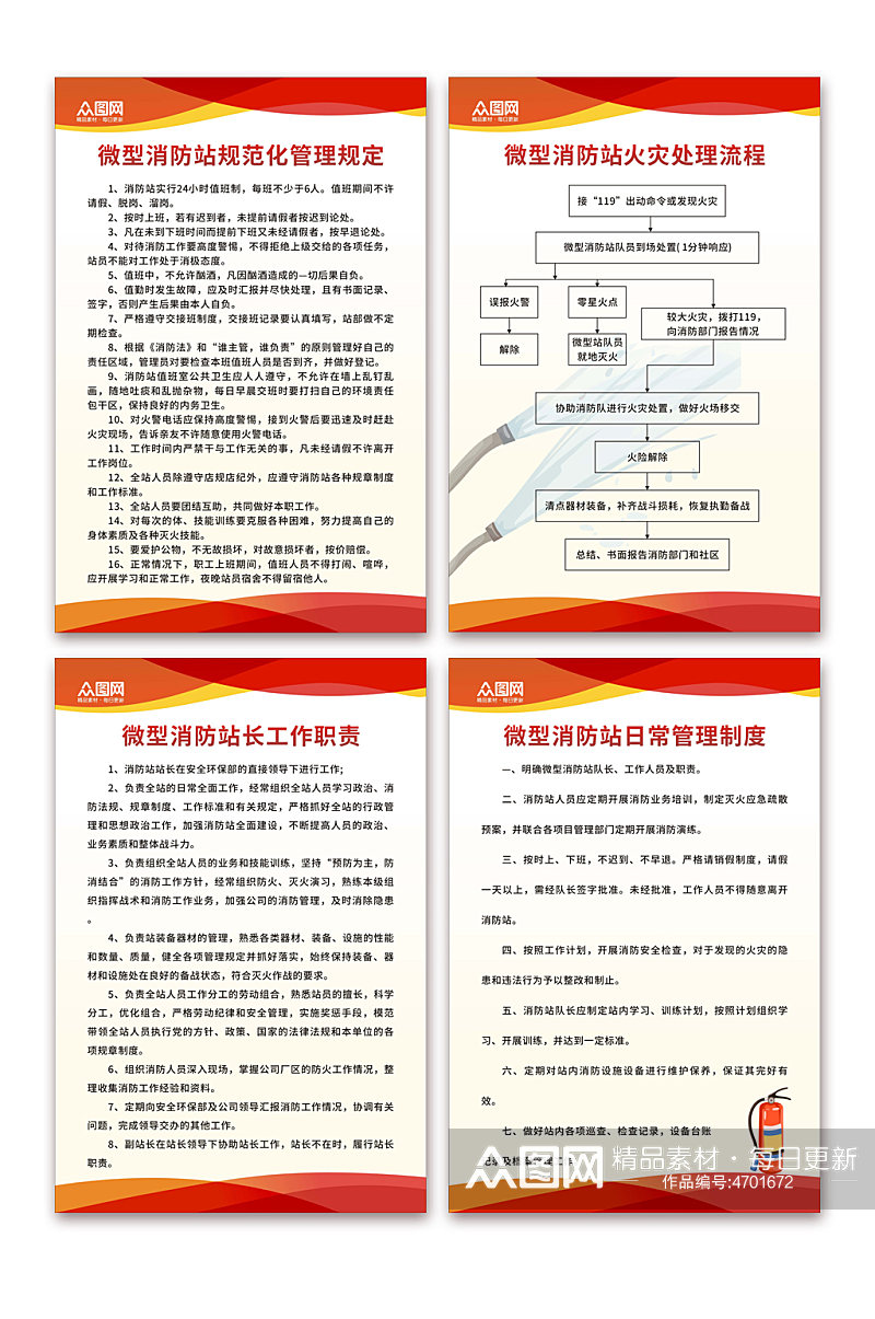 微型消防站管理规定制度牌海报素材