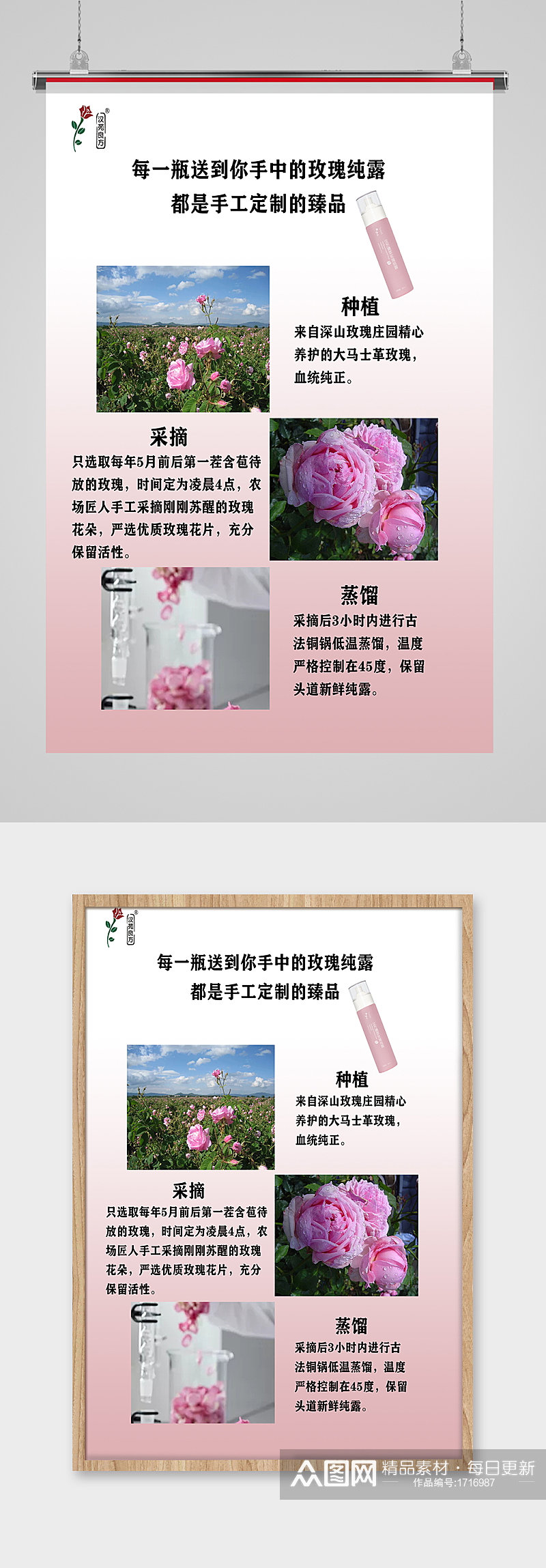 玫瑰纯露化妆品海报美容护肤粉色过程素材