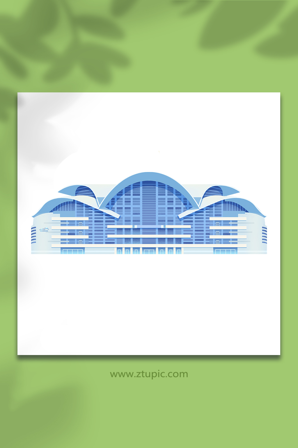 香港会议展览中心建筑插画元素素材