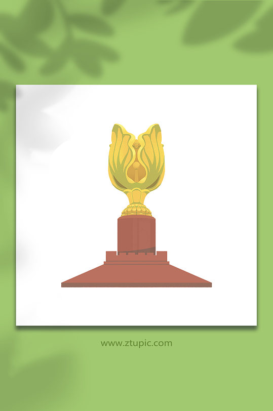 香港金紫荆铜雕建筑插画元素