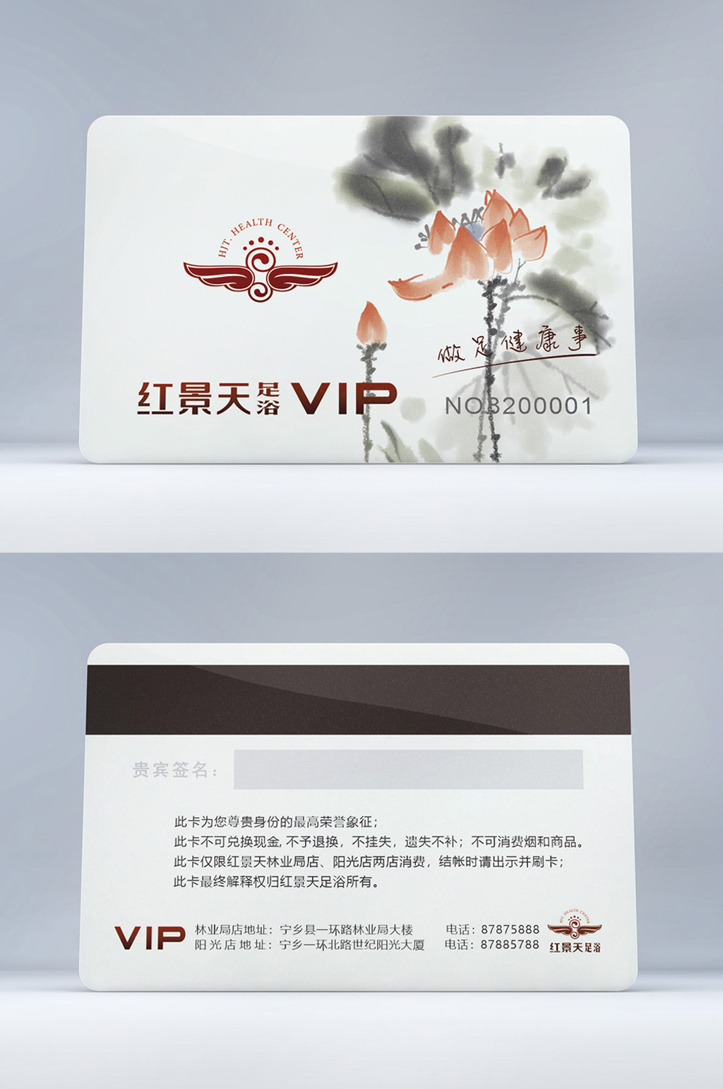 红景天祺盛养生会所会员卡设计素材