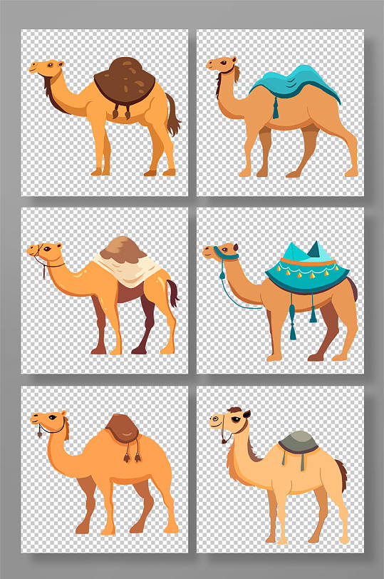 手绘卡通骆驼合集免抠元素-众图网