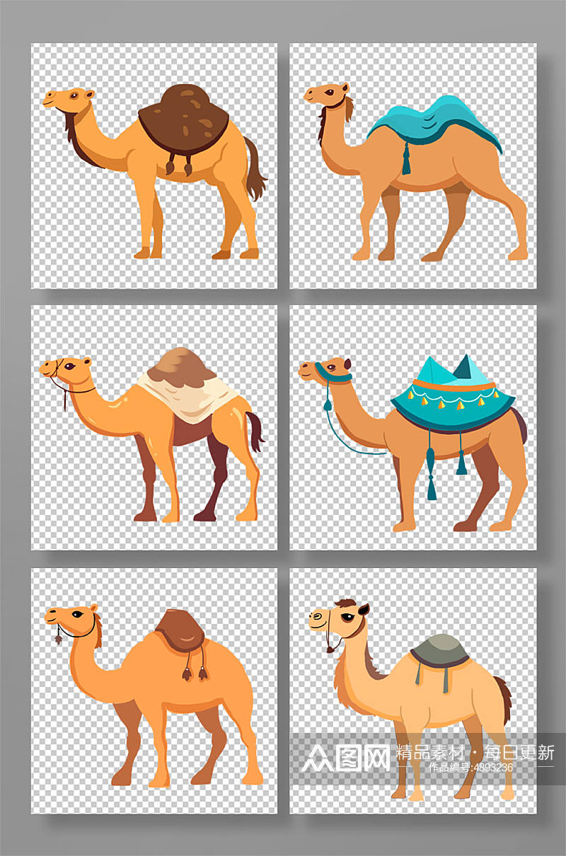 手绘卡通骆驼合集免抠元素素材