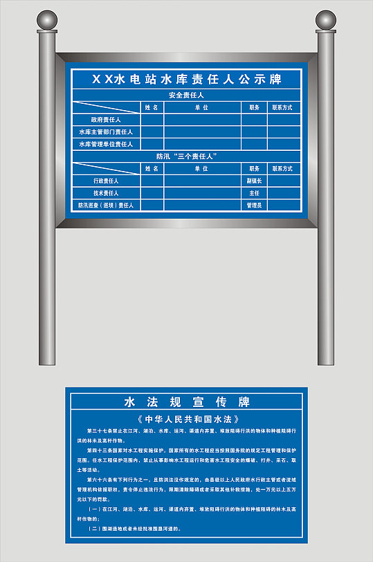 水电站水库责任人公示牌