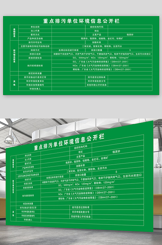 重点排污单位环境信息公开栏