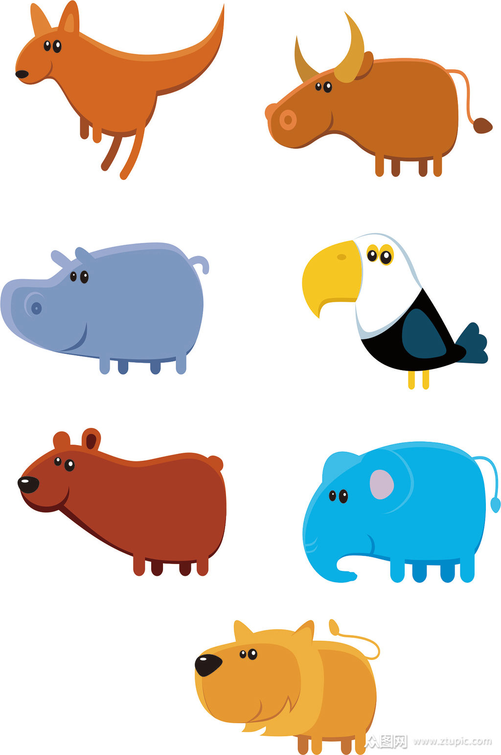 卡通动物免扣元素素材