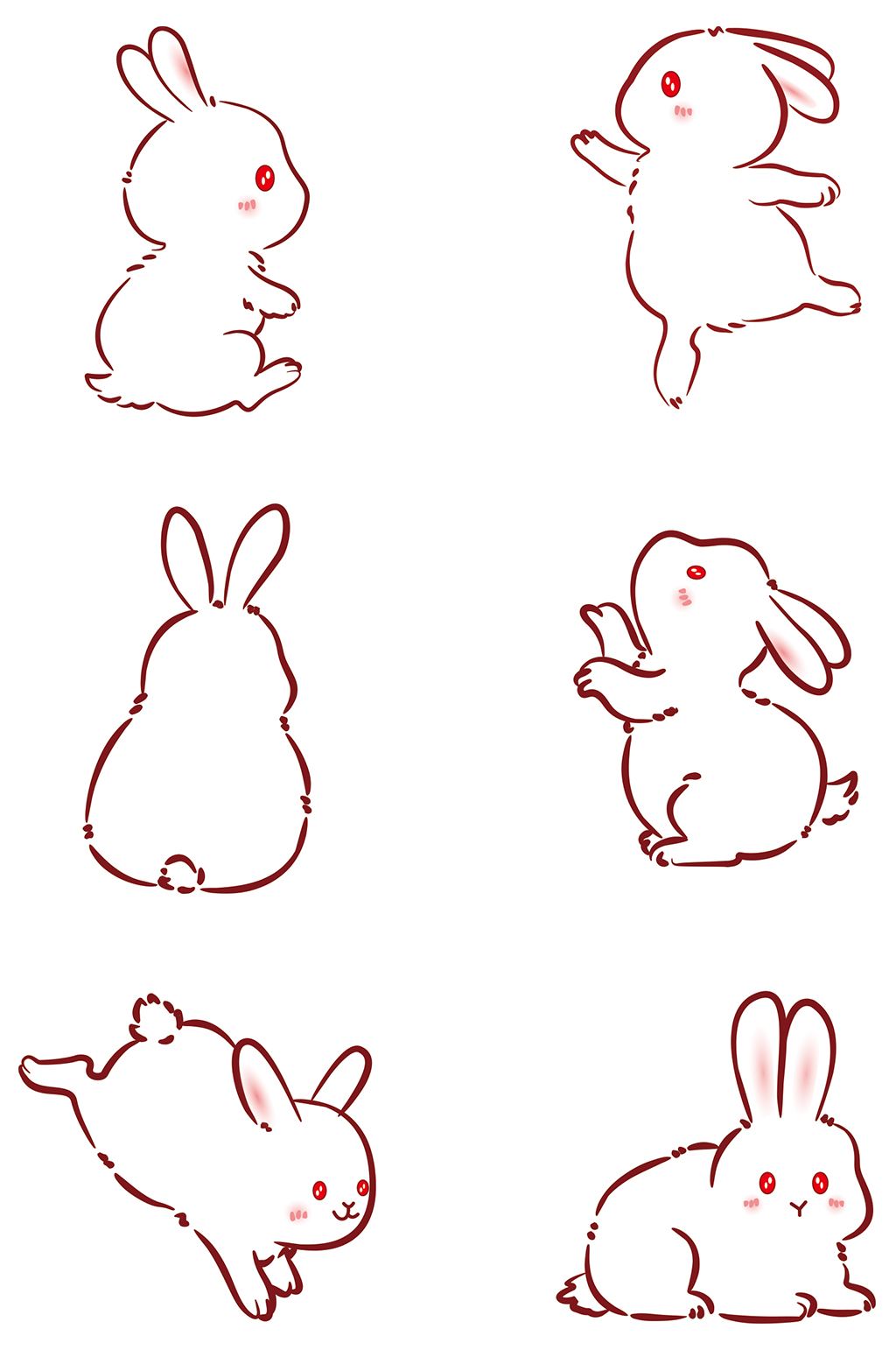 兔子正面画卡通手绘图片
