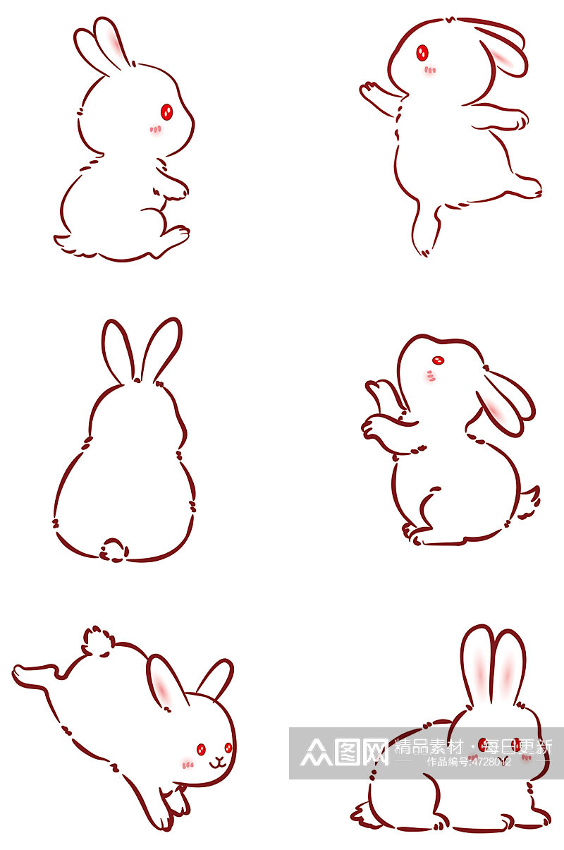 可爱手绘小兔子插画素材