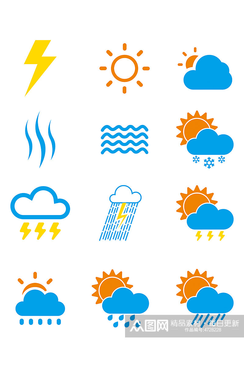 卡通手绘天气图标素材