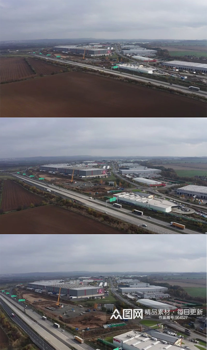 4K高速公路和工业区的鸟瞰视角素材素材