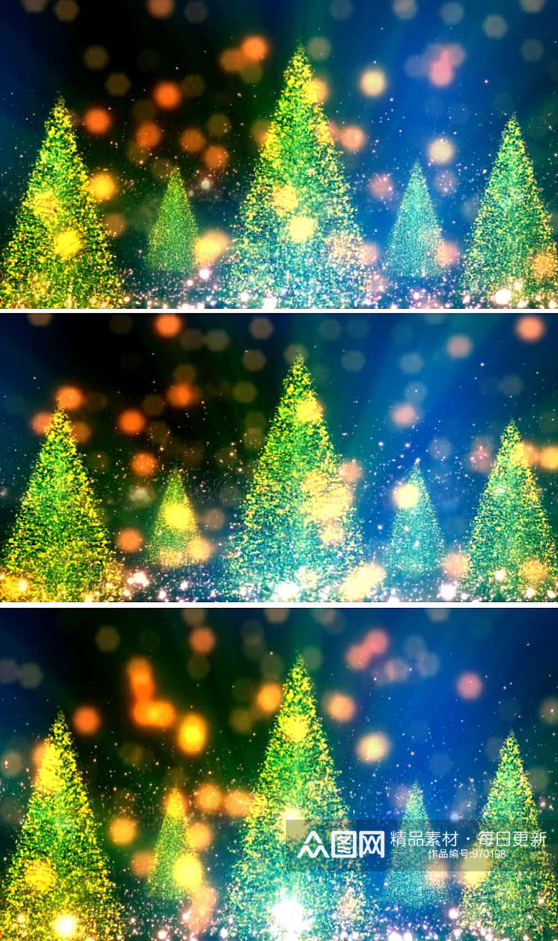 三维动画圣诞树和粒子为背景素材素材