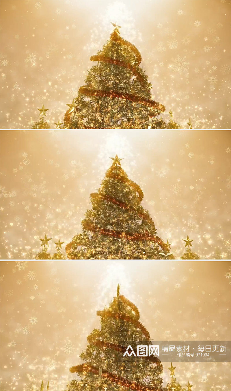 三维渲染不停旋转的美丽巨型圣诞树背景素材