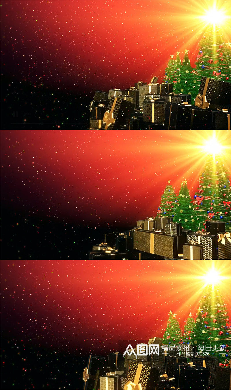 三维动画渲染圣诞树和圣诞礼物概念背景素材