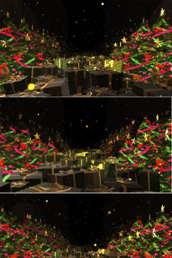 三维渲染被圣诞礼物覆盖的圣诞树背景素材